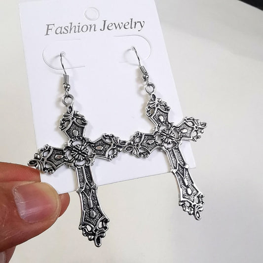 (39 Choices)Big Cross Dangle Drop Earrings For Women Korean Trend Punk Goth Gothic Vintage Statement Fashion Jewelry Steampunk Accessories