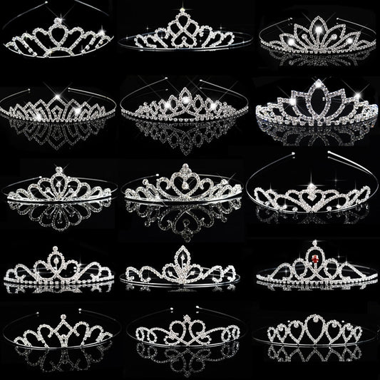(28 Choices)Children Tiaras and Crowns Headband Kids Girls Bridal Crystal Crown Wedding Party Accessiories Hair Jewelry Ornaments Headpiece