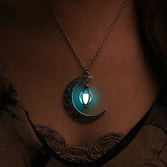 (8 Choices)Fashion Silver Color Charm Luminous Pendant Necklace Women Moon Glowing Stone Necklace Christmas Necklaces Jewelry Gifts