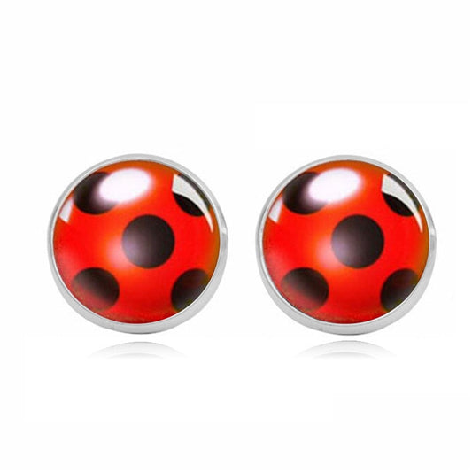 (4 Choices)2020 New Ear Clip Ladybug Earrings Cosplay Ladybug Circle And Ladies Ladies Polka Dot Earrings Girls Party Gifts Anime Jewelry