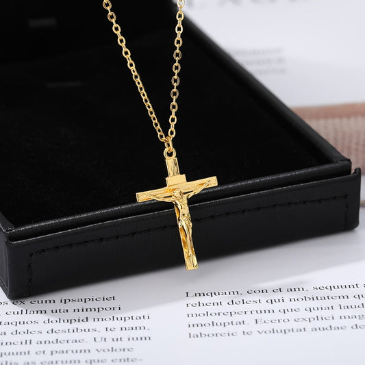 Christian Jesus Cross Necklace For Women Men Stainless Steel Chains Choker Religion Cross Pendants Jewelry Prayer Baptism Gifts