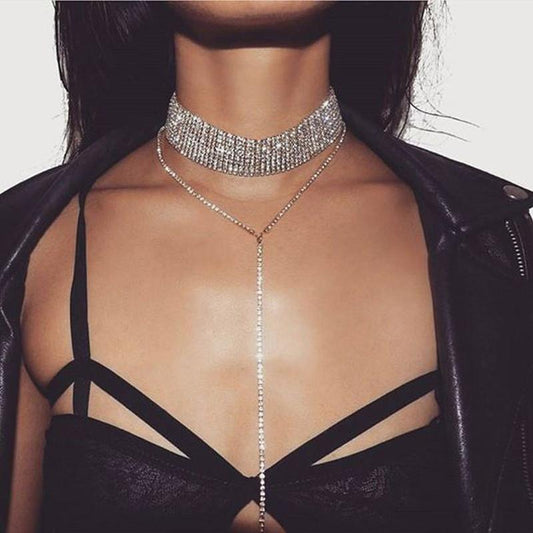 (6 Choices)2019 NEW  Selling Rhinestone Choker Crystal Gem Luxury Chokers Collar Chocker Chunky Y necklace Women jewelry Accessories Gifts